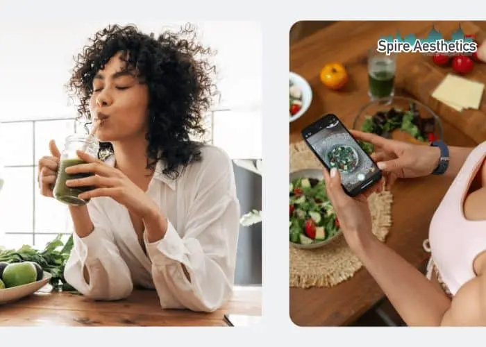 Image of woman looking into her diet and fat freezing Sunningdale to improve her health